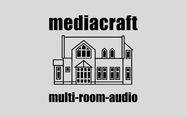 Logo von MediaCrafT, zeigt ein Haus und den Text "multi-room-audio".