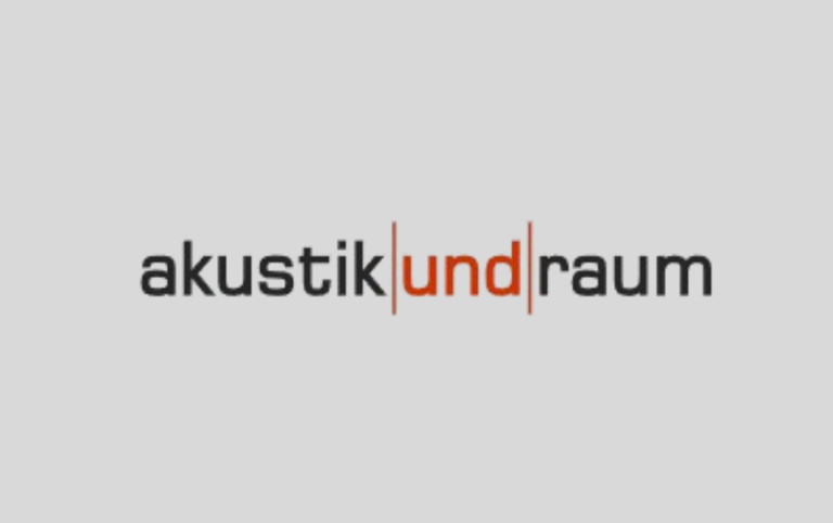 Logo von "akustik und raum" in schlichtem Design mit typographischen Elementen.