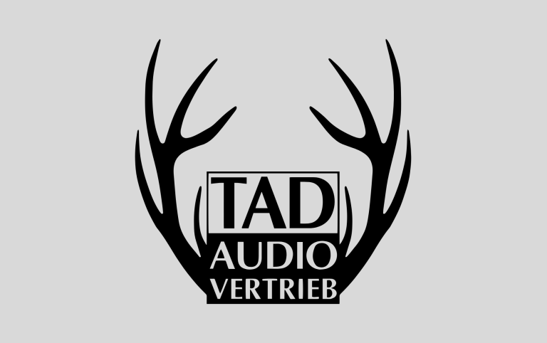 Logo mit Geweih und der Aufschrift "TAD AUDIO VERTRIEB".